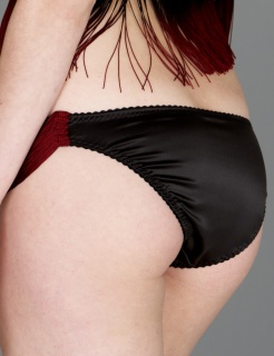 AW12 Inheritance String Luxury Fringed Silk Panties (Black Chalice)