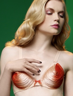 AW13 Cascade String Fringed Open Cup Bra (Orange & Peach)